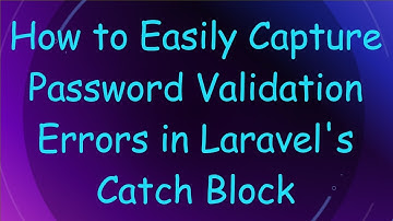 How to Easily Capture Password Validation Errors in Laravel