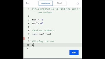 Simple Python program  to find sum of two numbers ⚡ #pythontutorial #education #shorts