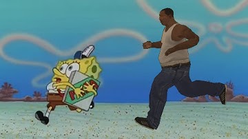 Fat CJ trying to get a pizza from Spongebob