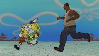 Fat CJ trying to get a pizza from Spongebob