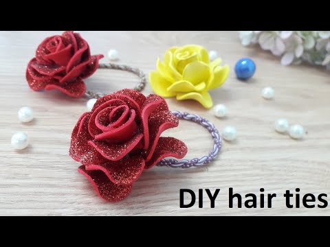 Làm dây buộc tóc hình hoa hồng | DIY ROSE hair ties