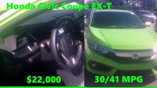ENERGY GREEN Sports Car 2017 Honda Civic Coupe EX-T FWD 2DR Cost MPG MSRP Review Florida Orlando