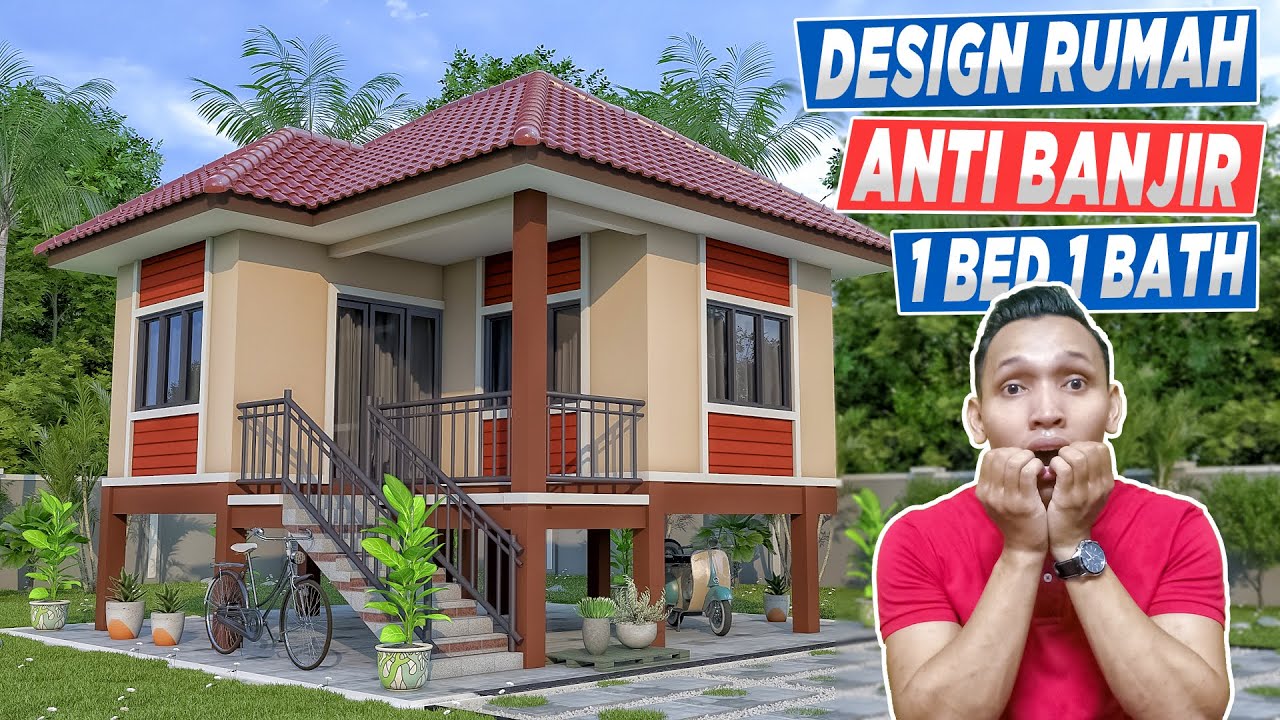 Desain Rumah Anti Banjir Dan Gempa 1 Bed 1 Bath 22x24 Feet YouTube