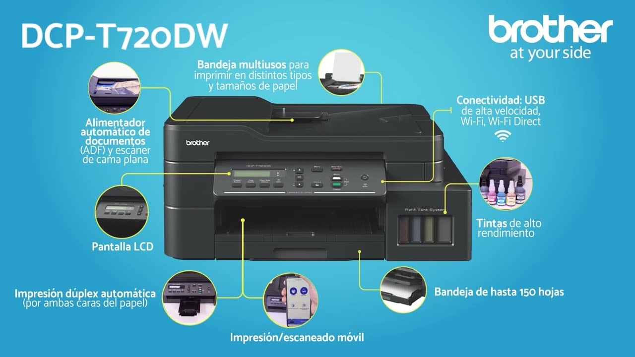 Multifuncional de inyección de tinta a color Brother DCPT720DW 