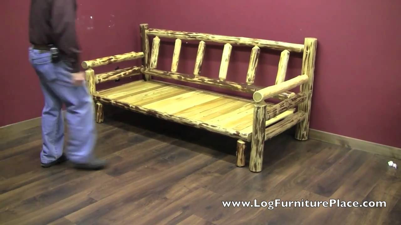 Cedar Lake Easy Glide Log Futon | Rustic Log Sleeper Sofa - YouTube