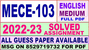 mece 103 solved assignment 2022-23 / mece 103 solved assignment in english / ignou ma economics