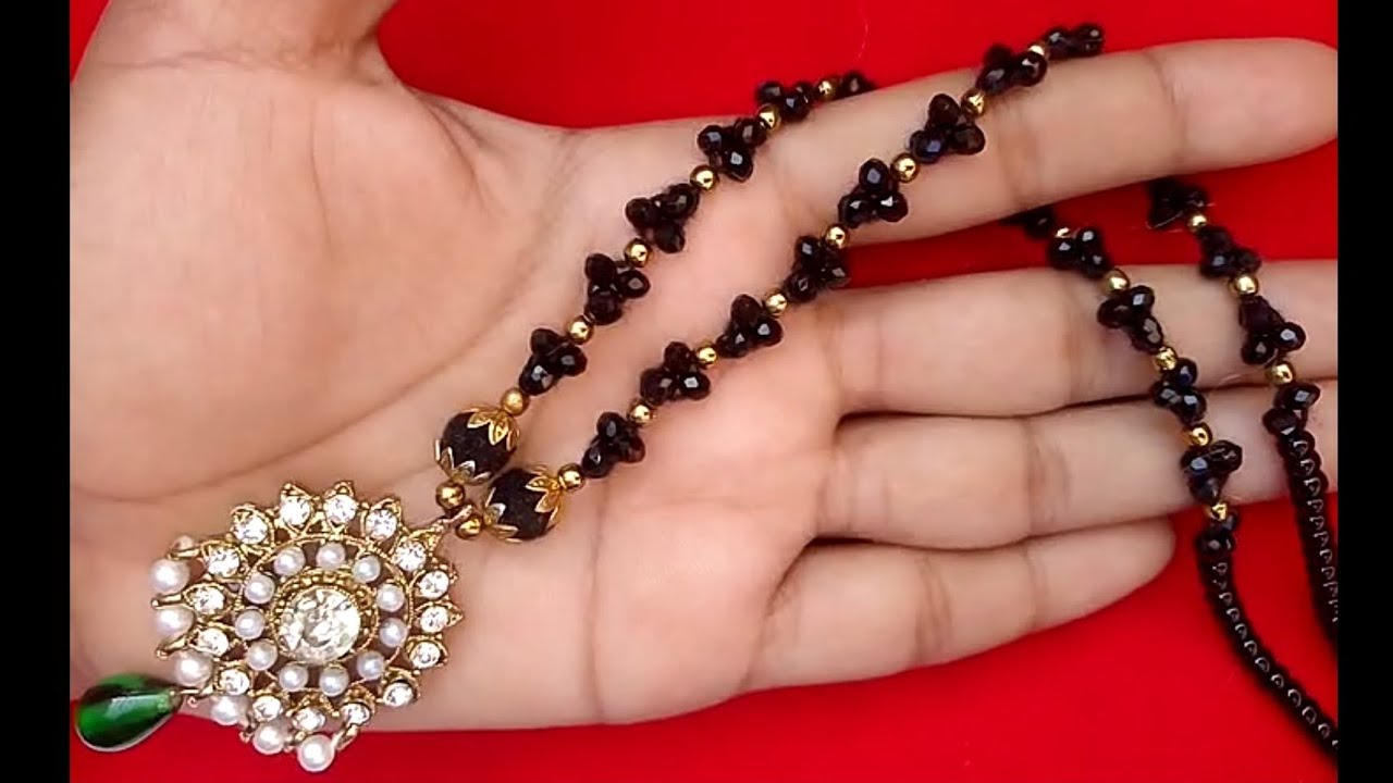 Beautiful Mangal shutra Design Making At Home/ Beads Jewellery /jewellery making at home