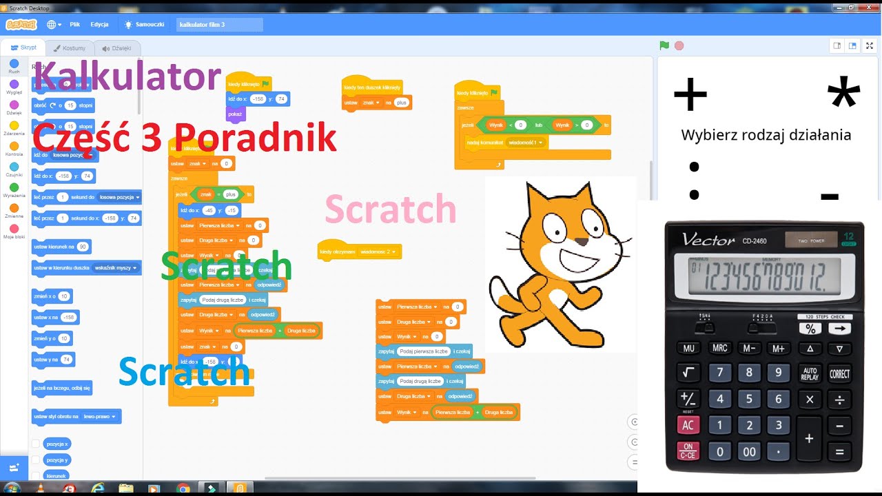 Jak Zrobic Kalkulator W Scratchu Scratch kalkulator czesc3 poradnik poczatkujacych zaawansowanych jak