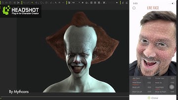 Pennywise 3D character made with Headshot, animated with iClone LIVE FACE for iPhone