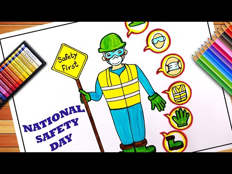 National Safety Day Poster | National Safety Day Drawing | Easy Poster Of National Poster