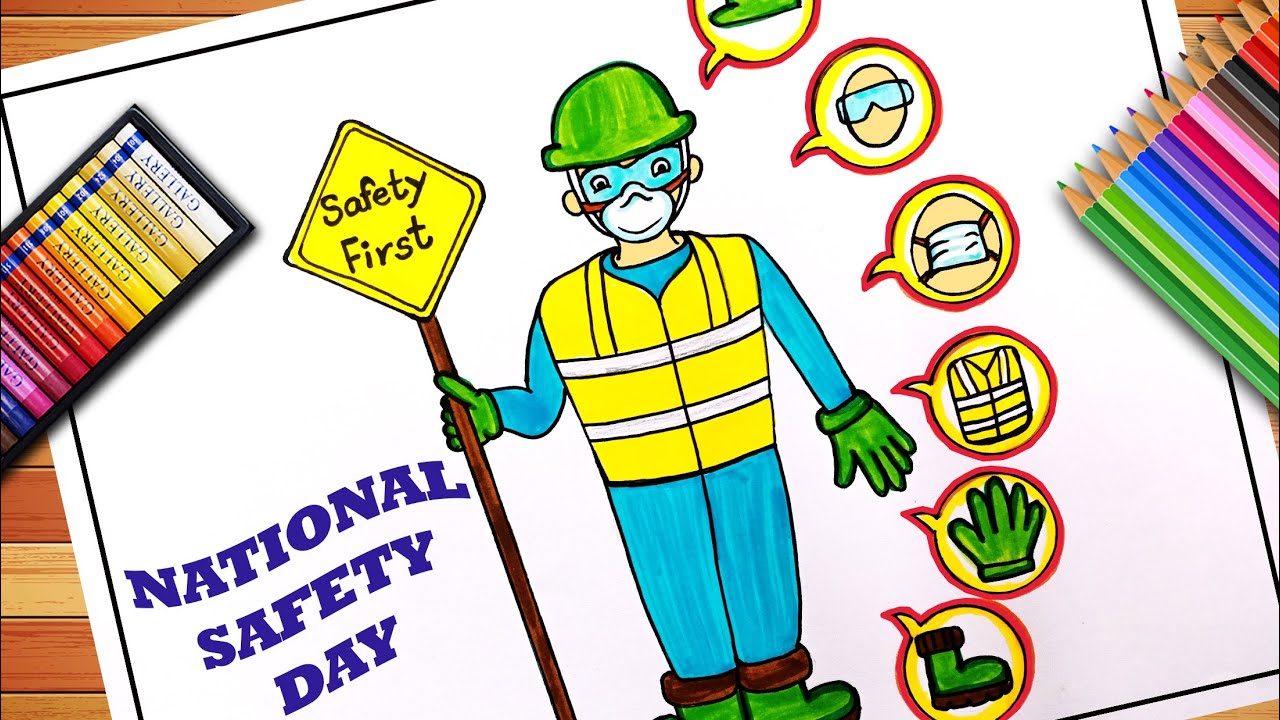National Safety day drawing/How to draw National safety day poster/Safety  day poster drawing - YouTube