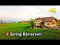 Römerswil Switzerland, beautiful village in central Switzerland, spring walk Switzerland  4K
