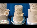 طريقة عمل كيكة الدانتيل لخطبة أو عرس  Fondant Suger Lace Wedding Cake Tutorial