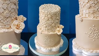 طريقة عمل كيكة الدانتيل لخطبة أو عرس  Fondant Suger Lace Wedding Cake Tutorial