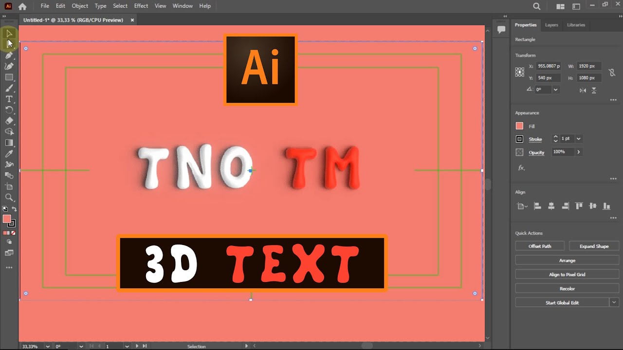 How to Create 3D Text in Adobe Illustrator - YouTube