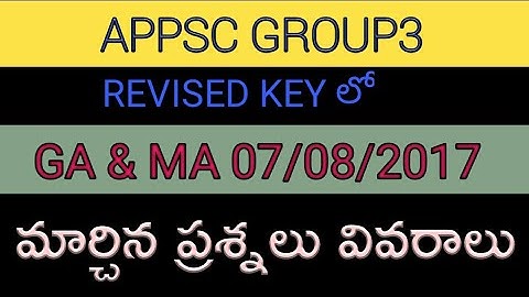 Appsc Group3 Revised Key GA &MA 07/08/2017 full details