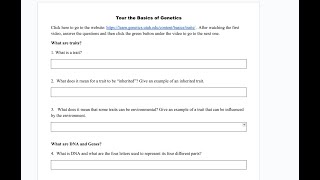 A Quick Tour of Genetics - Assignment Instructions