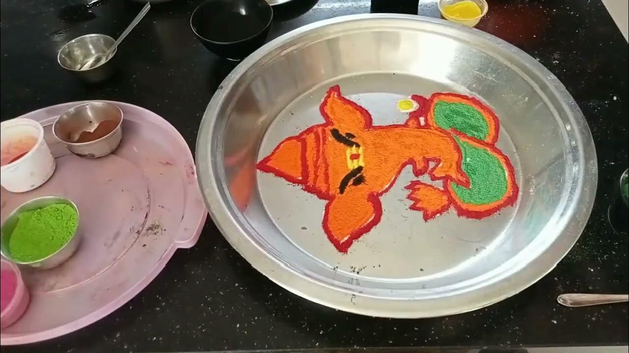 How to make underwater rangoli/Vinayaka chaturthi under water rangoli
