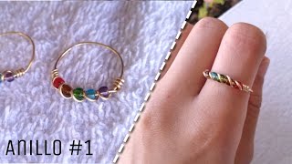 💍Anillo de alambre con mostacillas |Estilo arcoiris 🌈 + saber talla de anillo |Alambrismo - Diy Cute