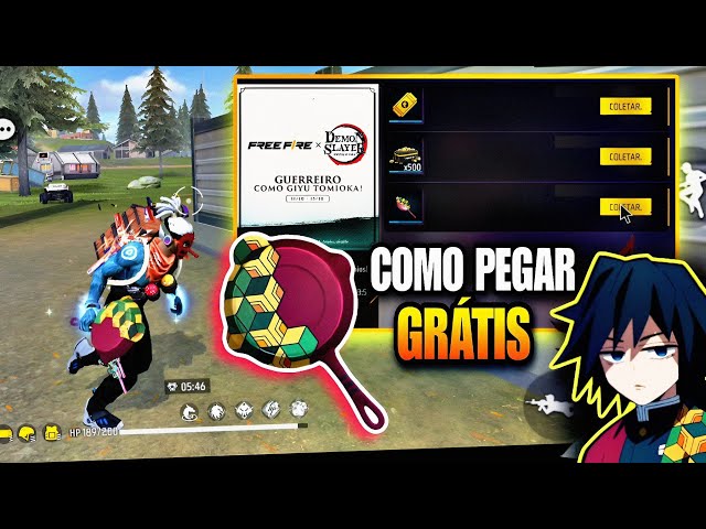 COMO PEGAR GRÁTIS E RÁPIDO A PAREDE DE GEL ESTILO TANJIRO DEMON SLAYER FREE  FIRE 