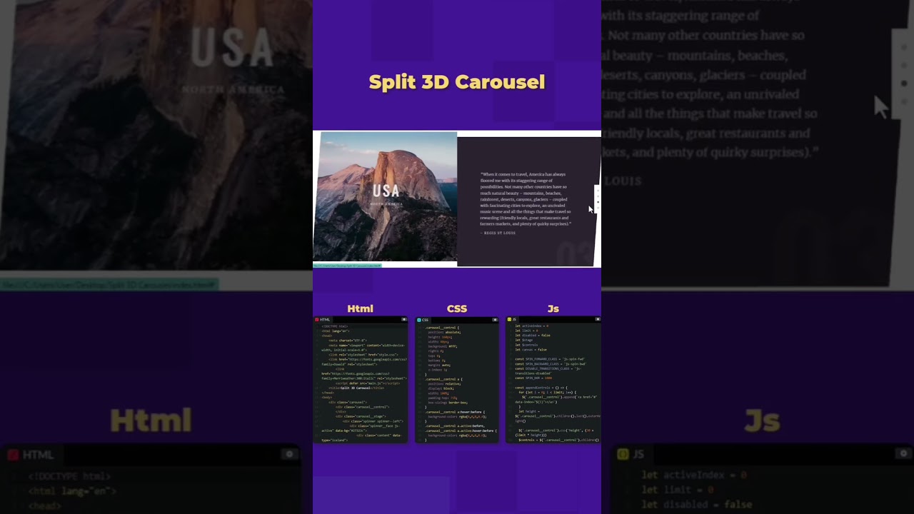 Split 3D Carousel Animation Using HTML CSS And JS