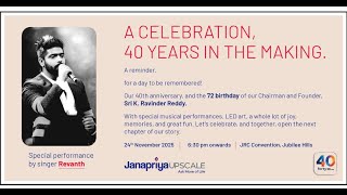 Janapriya Upscale 40Th Anniversary 72Nd Birthday Of Founder Sri K. Ravinder Reddy Live
