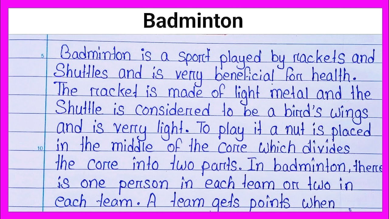 essay writing of badminton