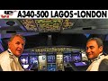 Rare AIRBUS A340-500 Lagos🇳🇬 to London🇬🇧 Heathrow | Full Cockpit Flight