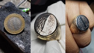 I MAKE THIS COIN INTO A MIDDLE EAST STYLE RING  RING NUMBER 1 by SUK BE