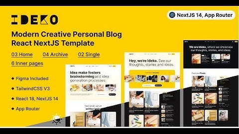Ideko – Modern Creative Personal Blog NextJS Template 2.99 $ Only