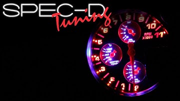 SPECDTUNING DEMO VIDEO: 5" 4 In 1 RPM Tachometer Oil Water Pressure Temperature Shift Light