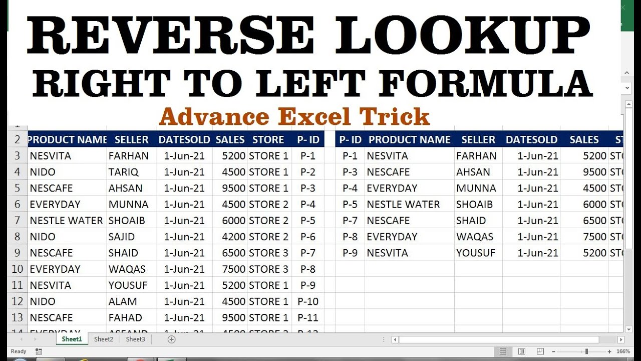 Reverse Vlookup Right To Left Formula - Youtube