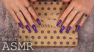 ASMR Glossybox Unboxing (🎧 soft spoken, tapping, scratching, tracing)