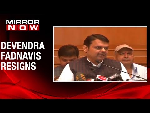 Devendra Fadnavis briefs the media after tendering his resignation to Maharashtra Governor