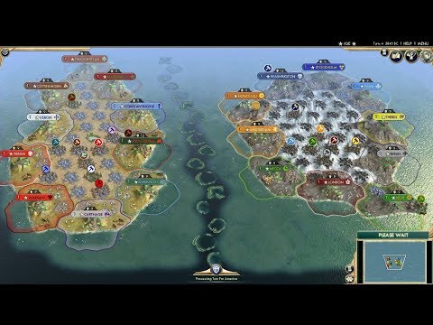 Civ 5 AI Only Timelapse: Hello From The Other Side, 20 Civs On Two Continents