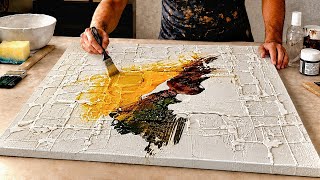 Stunning TEXTURED Abstract Art: Dynamic ACRYLIC Painting with Palette Knife Techniques