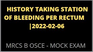 HISTORY TAKING STATION OF BLEEDING PER RECTUM