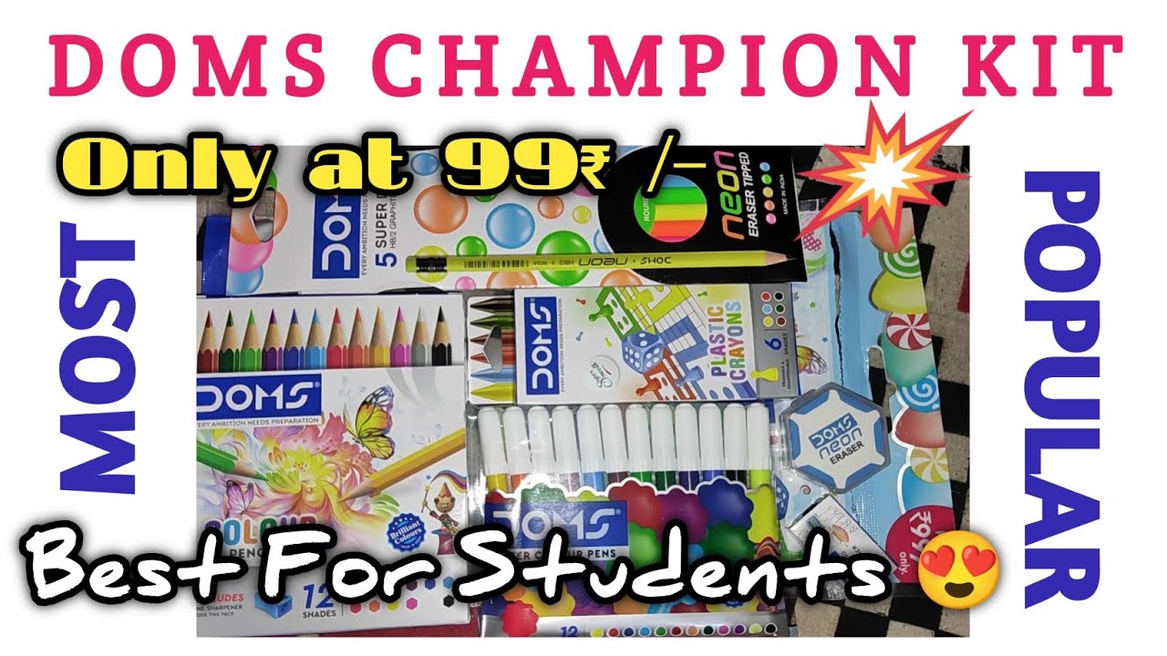 DOMS CHAMPIONS KIT 😍FAMILY PACK FOR STUDENTS | DOMS COLOURS BEST ...