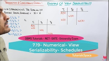 7.19- Numerical View Serializability In DBMS | Serializability in DBMS In Hindi | Complete Syllabus