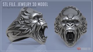 Angry gorilla ring jewelry 3d model STL file