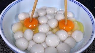 汤圆里加2个鸡蛋，没想到这么好吃，出锅外酥里香，给肉都不换#家常菜 #吃货 #美食教程 #美食 #food #cooking