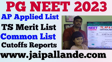 PG NEET 2023 | AP NEET 2023 APPLIED List | TS PG NEET 2023 MERIT AND CUTOFFS REPORTS