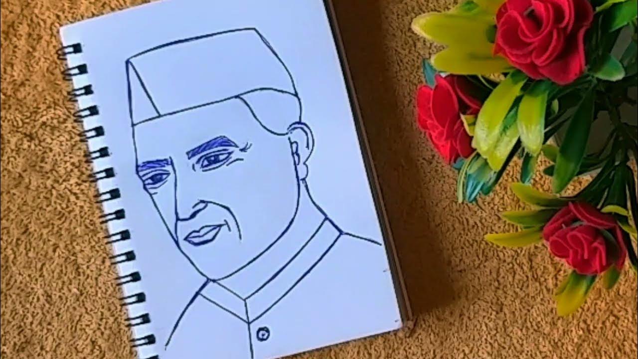 How To Draw Jawaharlal Nehru Step By Step Easy how to draw jawaharlal nehru drawing using number 5 || easy children's