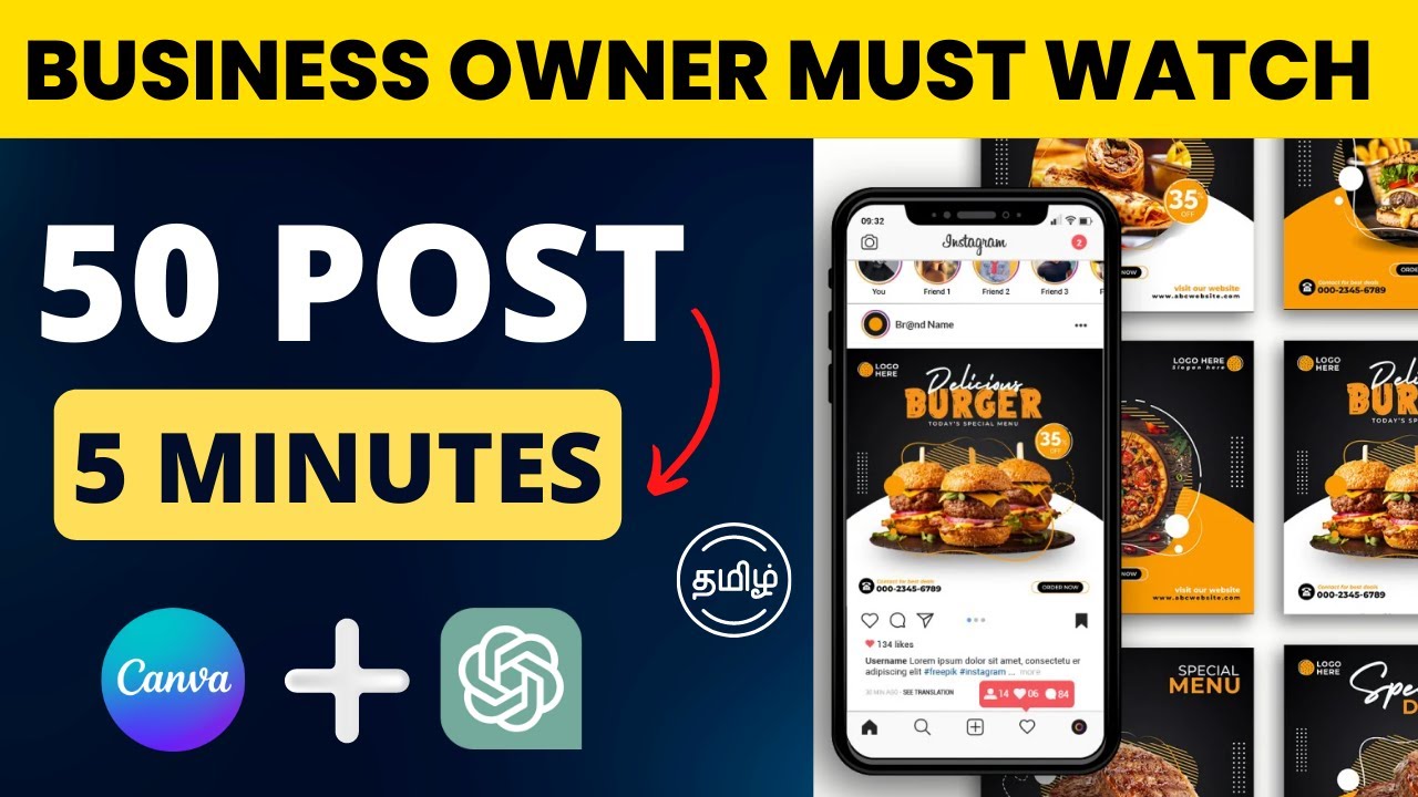 How to Create 50 Social Media Post Designs in 5 mins | Using ChatGPT ...