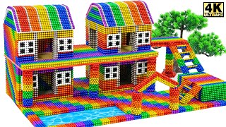 Magnetic Challenge  Build a double villa with colored stairs and a swimming pool  Magnetic Balls