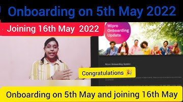Wipro Onboarding Update|onboarding on 5th May  2022 joining 16th May  2022| Wilp,Elite 2022 Batch |