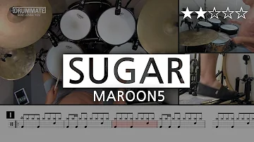 [Lv.04] Sugar - Maroon5  (★★☆☆☆) Pop Drum Cover Score Sheet Lessons Tutorial | DRUMMATE