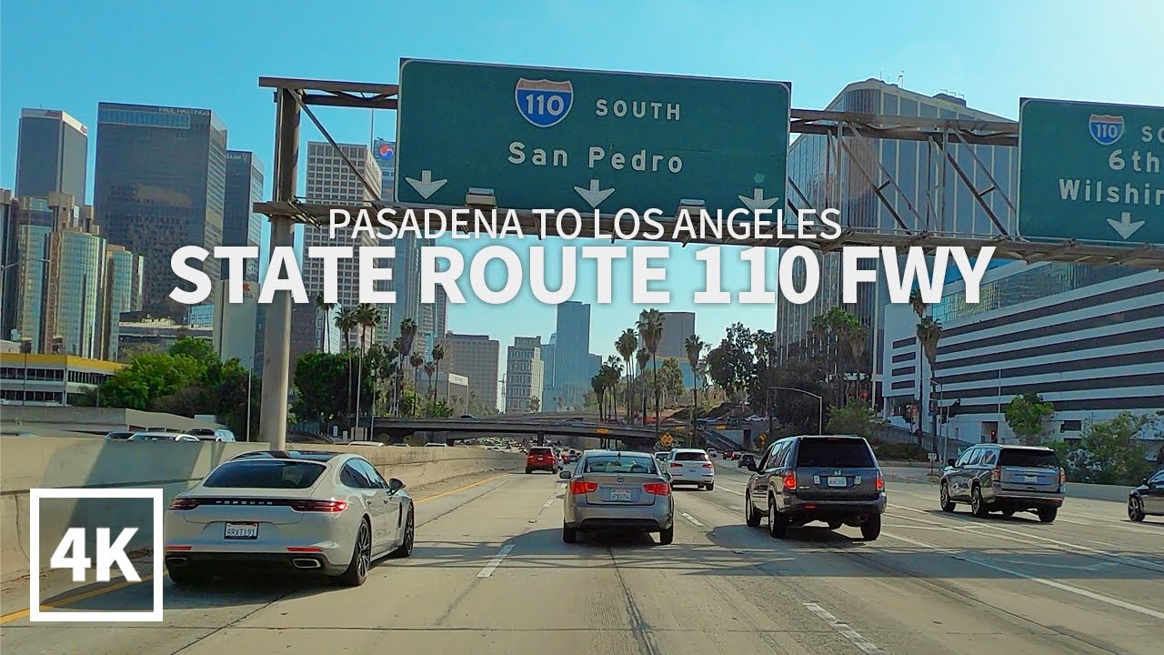 [4K] Driving State Route 110 FWY from Pasadena to Downtown Los Angeles