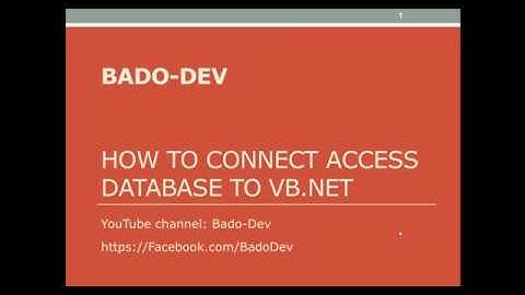 Visual Basic - How to connect Access database to VB.Net