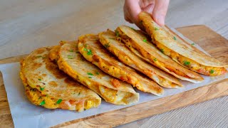 Delicious crispy potato and cheese Quesadilla❗I can’t stop eating this easy Breakfast! [Vegan]